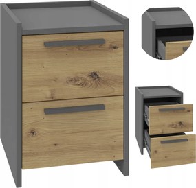 Éjjeliszekrény Altivo 2SW tölgy artisan-antracit éjjeli asztal 2 fiókos komód