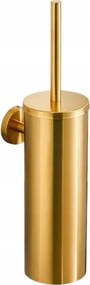 Wc Kefe Fürdőszobába, Toalettkefe, Acél, Fali Tartóval, Arany