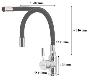 Corin álló mosogató csaptelep flexibilis kifolyócsővel szürke