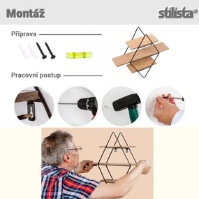 STILISTA Fali polc 48 x 47 x 11 cm sötét fa