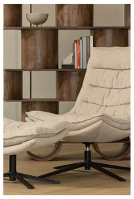 Natúr színű forgó zsenília fotel lábtartóval Kube – WOOOD