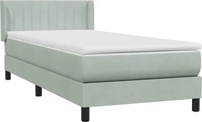 vidaXL világosszürke bársony rugós ágy matraccal 90x220 cm