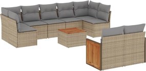 vidaXL 10 részes bézs polyrattan kerti ülőgarnitúra párnával