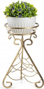 Fém virágtartó egy virágcseréphez Omri 50 cm arany patinás virágtartó állvány