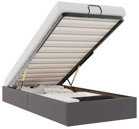 Ottomán ágykeret matrac nélkül szürke 90x190 cm műbőr