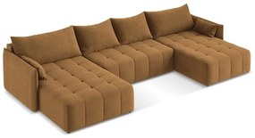 Terrakotta színű kinyitható-tárolóhelyes (U alakú) sarokkanapé Moku – Makamii