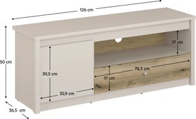 TV-állvány, kasmír/evoke tölgy, KAROS 1D1S/130