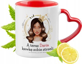 Daria Piros Bögre Szív Alakú Füllel Ajándék Nyomtatott