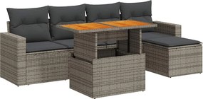 vidaXL 6 részes szürke polyrattan kerti ülőgarnitúra párnákkal