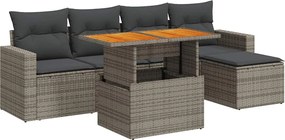 vidaXL 6 részes szürke polyrattan kerti ülőgarnitúra párnákkal