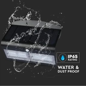 LED Napelemes fali lámpa érzékelővel LED/7W/3,7V 4000K IP65 fekete