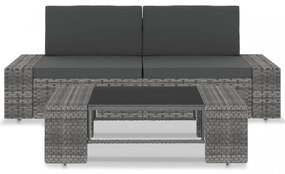 3 részes szürke polyrattan kerti ülőgarnitúra