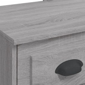 szürke sonoma fésülködőasztal LED-lámpákkal 90x42x132,5 cm