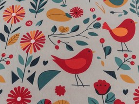 Mikroszálas gumis lepedő RETRO BIRD színes 90x200 cm
