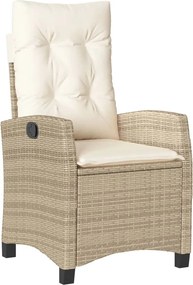 vidaXL bézs polyrattan dönthető kerti szék párnákkal