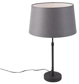 Asztali lámpa fekete, lenvászon árnyékolóval, szürke, 35 cm, állítható - Parte