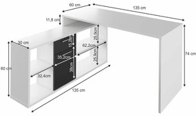 Számítógépasztal Noe new (fehér + fekete). 808612