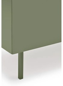 Zöld-natúr színű alacsony komód tölgyfa dekorral 165x78 cm Arista – Teulat
