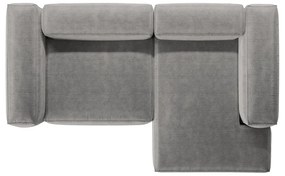 Világosszürke kordbársony sarokkanapé (jobb oldali-heverő résszel) Bergano – Cosmopolitan Design