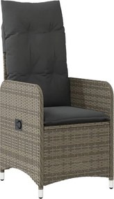 vidaXL szürke polyrattan dönthető kerti szék párnákkal