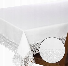 Abrosz szögletes Nagy 130x130 Fehér, gipiurával az asztalra Négyzet len utánzat