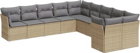 vidaXL 10 részes bézs polyrattan kerti ülőgarnitúra párnával