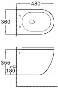 Akasztókészlet GEBERIT Duofix Basic + WC LENA Perem nélküli 48 x 36 cm + lassan eső deszka Slim, fekete, 3322XX85 + 39100185