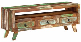 többszínű tömör újrahasznosított fa TV-szekrény 110x30x40 cm