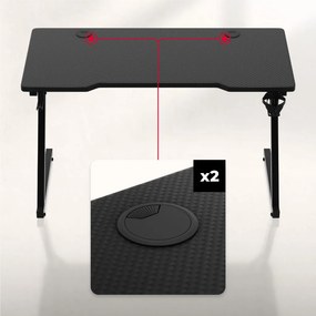 Gamer asztal, 120 x 60 cm, fekete