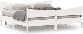 vidaXL fehér tömör fenyőfa ágy matrac nélkül 200 x 200 cm