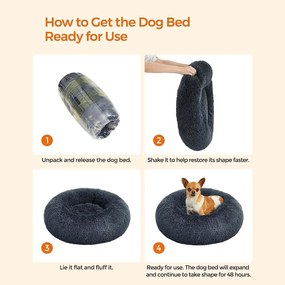 FEANDREA Kutyaágy, macskaágy, puha plüss felülettel 60 cm, sötétszürke