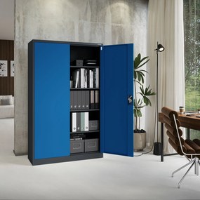 Fém iratszekrény JAN II, 1150 x 185 x 400 mm, antracit-kék