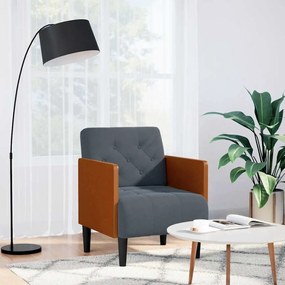 sötétszürke bársony kanapészék karfás szék 55 cm