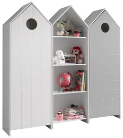 Fehér-világosszürke nyitott gyerek ruhásszekrény 173x171,5 cm CASAMI – Vipack