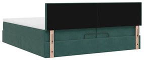 Ottomán ágykeret matraccal sötétzöld 200x200 cm bársony