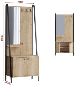 Előszoba bútor Tenele (tölgy + fekete) . 1093929