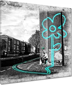 Vászonkép 80x80 Banksy Türkiz virág