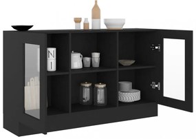 fekete szerelt fa vitrinszekrény 120 x 30,5 x 70 cm