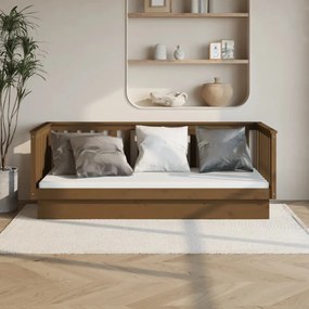 mézbarna tömör fenyőfa kanapéágy 100 x 200 cm