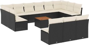 vidaXL 14 részes fekete polyrattan kerti ülőgarnitúra párnákkal