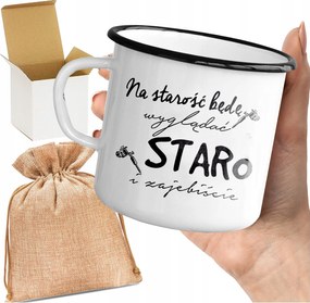 Bögre_zománcozott Nyomott Mintával Öregkorra Öregnek És Jól Néz Ki