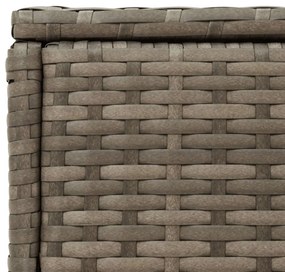 szürke polyrattan kerti kisasztal üveg lappal 58 x 27,5 x 55 cm