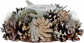 Gyertyatartó tobozokkal karácsonyra, asztaldísz átm.17cm, magasság 7cm