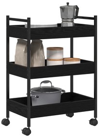 Konyhai Trolley Fekete Tölgy 50x30x70 cm Lemezelt Fa