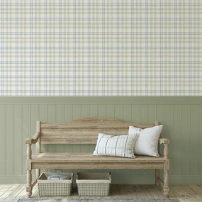 Arthouse Signature 2 Countryside Check bézs-kék kockás vinyl tapéta – 294606
