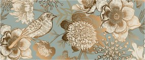 Arany virágok képe (120x50 cm)