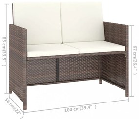 6 részes barna kültéri polyrattan étkezőgarnitúra párnákkal