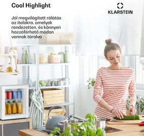 Klarstein Brooklyn 32, mini hűtőszekrény, üvegajtó, LED világítás, polcok