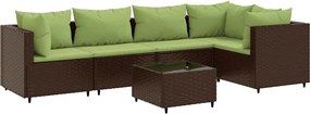 vidaXL 6 részes barna polyrattan kerti ülőgarnitúra párnákkal