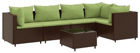 vidaXL 6 részes barna polyrattan kerti ülőgarnitúra párnákkal